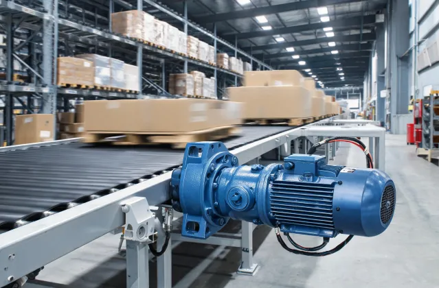 Conveyor gearmotor in logistics center