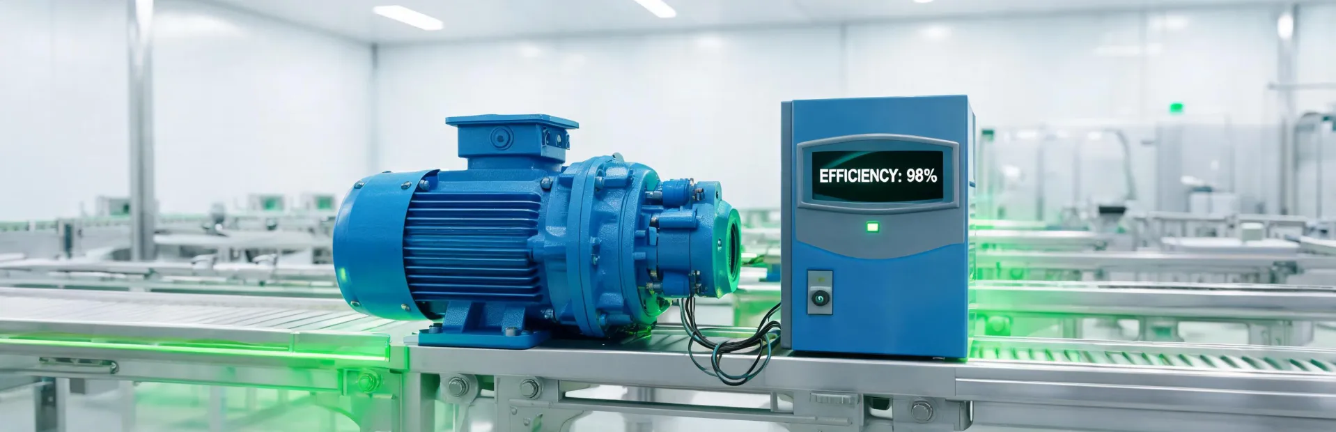 Efficient industrial gearmotor in clean factory